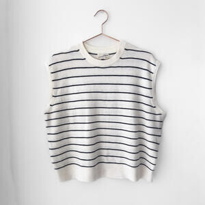 Universal Thread White Black Stripe Sleeveless Sweater Vest Size XL